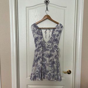 White and Blue Floral Dress- CUPSHE